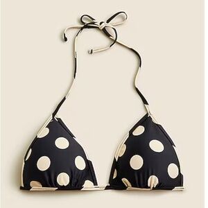 J. Crew Black and Cream Polka Dot Bikini Top